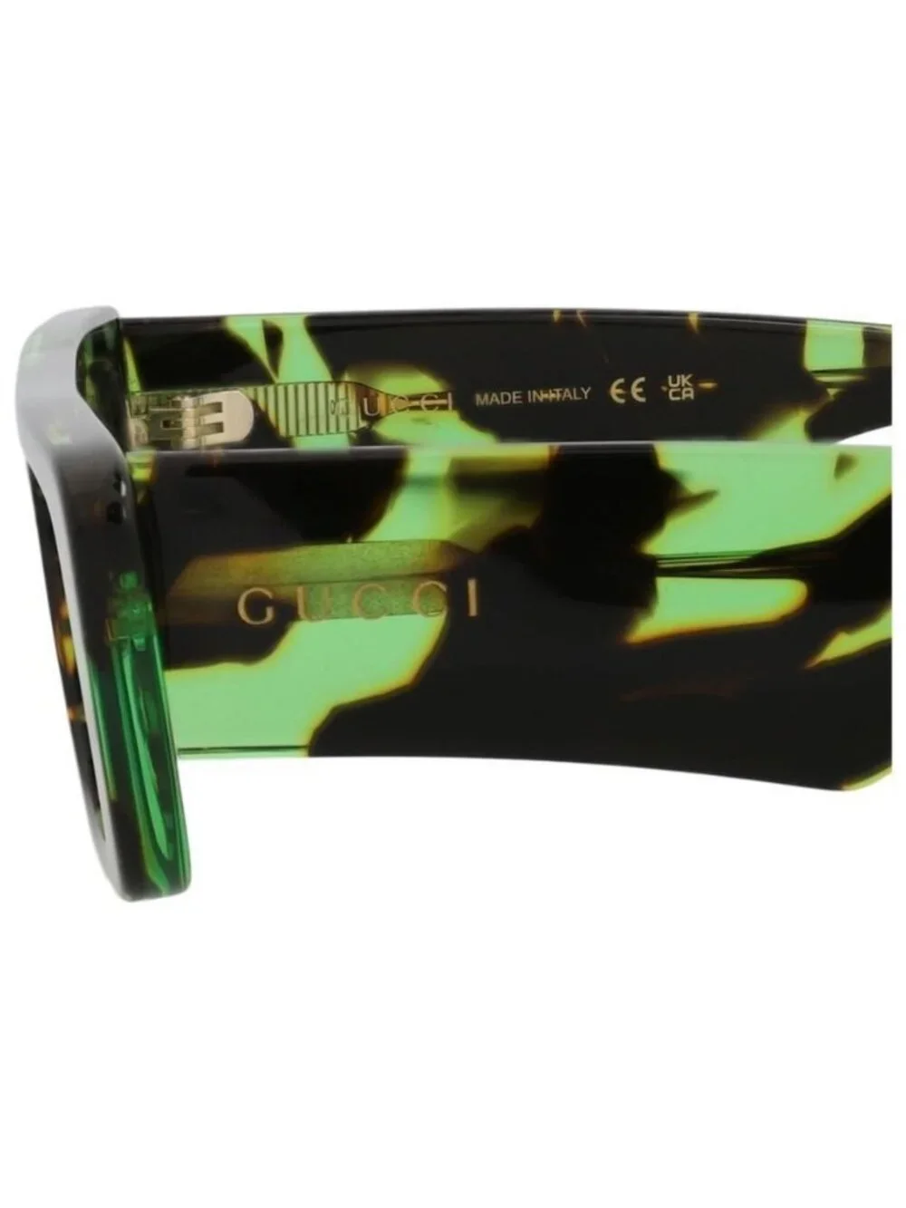 New Gucci Mens Square/Rectangle Havana Havana Green Fashion Designer Sunglasses